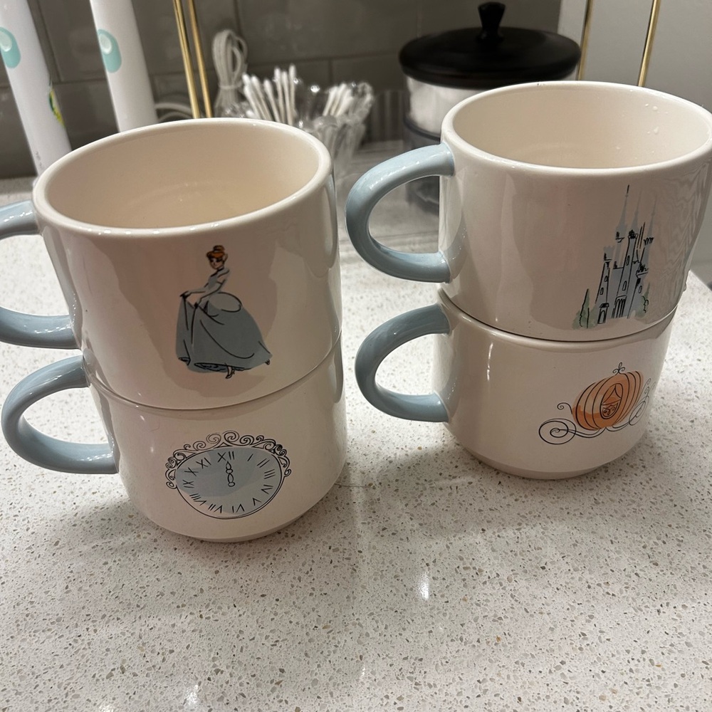 The Rae Dunn Disney Princess "Cinderella" mug featuring a double-sided design